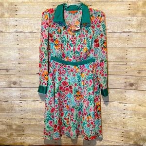 Modcloth Mint Floral Chiffon Dress Sz Small - NWOT